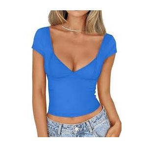Trendy Queen Womens Summer V-Neck Backless Cute Tops Short Sleeve Sexy Slim Fit T-Shirts Y2K Clothes Corset Cami 2025 (Small) Trendy Queen Womens Summer V-Neck Backless Cute Tops Short Sleeve Sexy Slim Fit T-Shirts Y2K Clothes Corset Cami 2025 (Small)