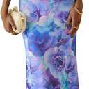 PRETTYGARDEN Women's Floral Bodycon Maxi Dress Summer Beach Sundress Sleeveless Spaghetti Strap Wedding Guest Dress (Purple, M)