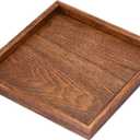 PATIKIL Wood Serving Tray 9 Inch (220mm) Outer Length, Square Decorative Platter for Home Decor Kitchen Table Candle Holder, Brown