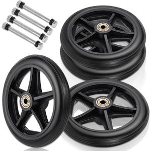 4 Pcs 6 Inch Walker Wheels Replacement, Replacement Wheels for Walkers Solid Wheelchair Front Wheel With 4 Axles for Wheelchairs, Rollators, Walkers