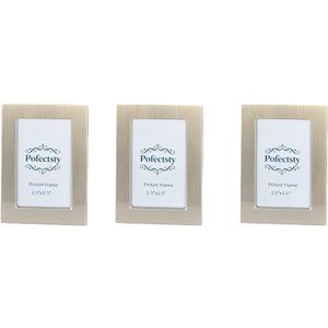 Set of 3 Mini Metal Picture Frame Set 2.5x3.5 Inch Champagne Gold Small Picture Frame with Picture Storage Behind, 2 1/2x3 1/2 Inch Small Picture frame (Gold, Rectangle)
