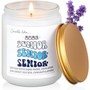 Class of 2026 Scented Candle Senior Night Gifts Senior 2026 Graduation Gift for Her Women Team Coach Player Funny Graduations Gifts for Masters Degree, College, High School(Blue)