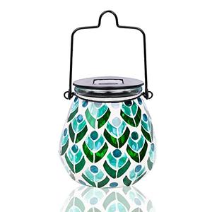 Afirst Mosaic Solar Lanterns Outdoor - Glass Hanging Solar Lights Hollow Out Waterproof Table Lamp Outdoor Decorative for Garden, Patio, Holiday Party Outdoor Decoration