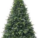7ft Artificial Christmas Tree, 1400 Realistic Branch Tips, Easy Assembly Hinged Design, Includes Base (6ft 10in)