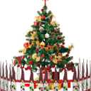Blulu 4 Pack 12 Inch Christmas Tree Gate Gnome Christmas Tree Fences for Pets Dog Cat Blocker White Picket Fence Barrier Flexible Picket for Xmas Holiday Party Office Home Decor