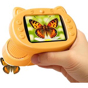 Handheld Digital Mini Microscope for Kids: 1000X 4K Portable Pocket 2.4" Screen Microscopes Toys STEM Electronic Learning Educational Science Kit 8-12 Birthday Gift 4 5 6 7 Year Old Boy Girl (Yellow)