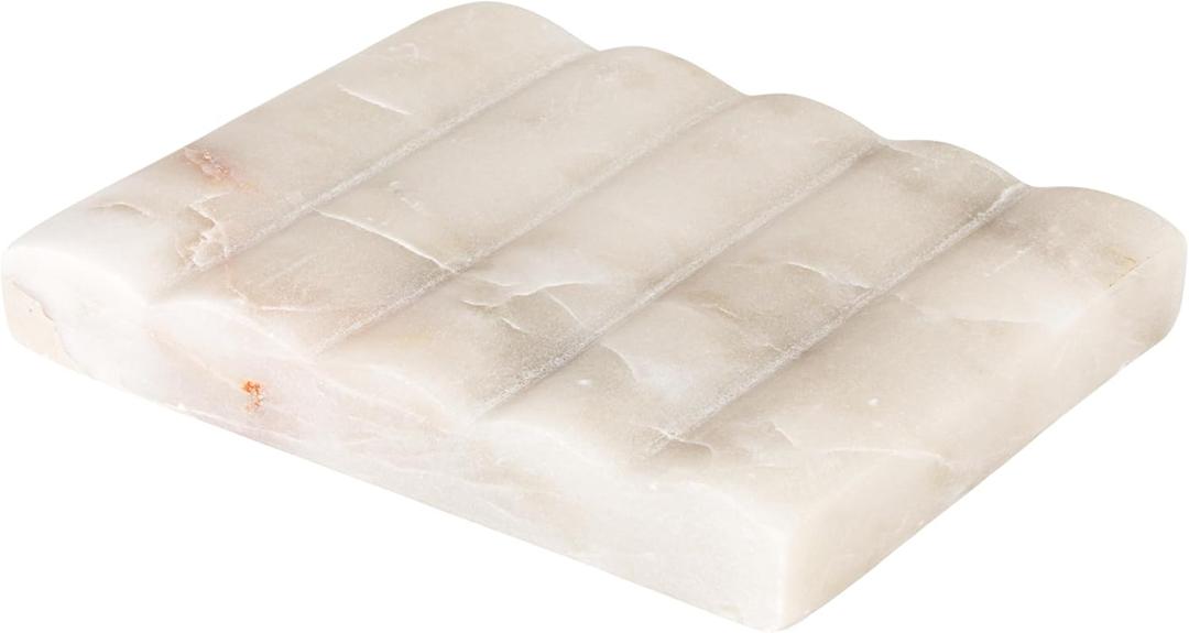 Contemporary Carved Marble Soap Dish for Bathrooms (White)