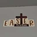 Easter Resurrection Decorations Religious He is Risen Sign Easter Wooden Table Centerpieces with Farmhouse Rustic Cross Hanging Christian Tiered Tray Decor for Spring Table Home Shelf Decor