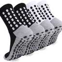 ZXOLDZX 2/4/6 Pairs Men's Soccer Socks Grip Pads Non Slip Football Baseball Soccer Socks for Men Women (White)