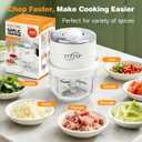 Electric Garlic Chopper, 350ML Glass Bowl Mini Food Processor, Portable Veggie Chopper Onion Garlic Grinder, Wireless Food Processor for Ginger, Chili, Fruit, Meat, etc