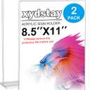 xydstay 8.5 x 11 Acrylic Sign Holder 2 Pack, Vertical T Shape Clear Plastic Menu Holder, Unbreakable Table Sign Holder for Restaurant, Office, School, Store and Home Use