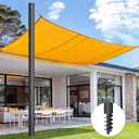 Shade Sail Poles, Heavy Duty Sun Shade Poles, Screw in Poles for Sun Shades Outdoor, 12 Ft Sun Shade Sail Poles with D-Clamps, 2.28" Sun Shade Pole Kit for Ground Soil Backyard,Black, 12FT Single Pack