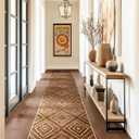 Area Rug 2x10 Rug Machine Washable Non-Slip Low Pile Print Pattern Western Rug for Living Room Bedroom Entryway Tribal Series -Yellowbrown/Cream