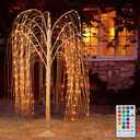 Pooqla 288 LED 6FT Colorful Lighted Willow Tree, RGB LED Tree with Remote, Willow Tree with Multicolored String Lights for Indoor Outdoor Easter Christmas Party Home Wedding Garden Decoration