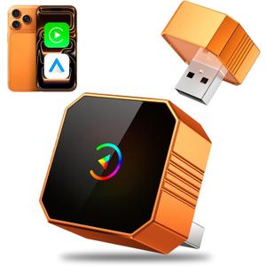 2026 Aimoon Mini Wireless CarPlay Adapter Upgrade Wired to Wireless for CarPlay & Android Auto Plug and Play Fast Auto-Reconnect Stable Control Zero Delay Car Play for iPhone iOS 10+ Android 11+
