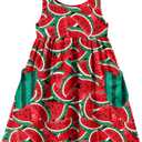 Little Girls Summer Sleeveless Dress Toddler Print Casual Sundress 2-7 Years (Watermelon)