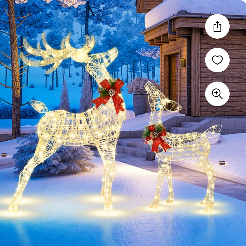 Costway 2 Pieces Lighted Christmas Reindeers Christmas Decoration Pre-Lit 50+120 LED Costway 2 Pieces Lighted Christmas Reindeers Christmas Decoration Pre-Lit 50+120 LED