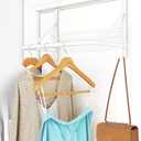 Over The Door Hanger for Clothes, Stainless Door Hangers for Clothing, Over The Door Clothes Drying Rack for laundry, Over Door Hanger Organizer with 2 Hooks for Hanging Towels & Coats, White