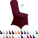 SuperO Waterproof Spandex Chair Cover 25PCS, Stretch Dining Chair Covers, Polyester Outdoor Chair Covers, Protector Stretch Chair Cover for Party Universal, Banquet, Wedding Event, Hotel(Burgundy)