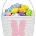 2 x CubesLand Easter Basket for Girls Kids, Adorable Bunny Basket for Easter Egg Hunts, Soft & Safe Babys First Easter Basket, Sturdy Cotton Rope Empty Gift Basket, Festive Dcor- Pink-Large