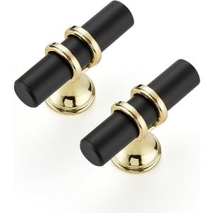 Ravinte Hardware 10 Pack 2 Inch Matte Black&Gold Cabinet Pulls Handles - Kitchen Cabinet Handles & Drawer Pulls (Single Hole)