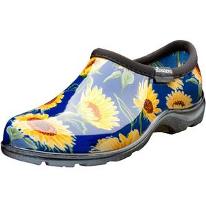 Sloggers Original Waterproof Rain and Garden Shoe for Women Outdoor Slip-On Garden Clog (10, Sunflower Print Blue)