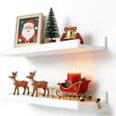 White Floating Shelves for Wall Decor, Wall Mounted Wood Storage Shelf for Bedroom, Living Room, Bathroom, Kitchen, Nursery, Display Picture Ledge Shelf with Lip Set of 2-14 Inches, White (13.6in)