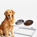 Elevated Dog Bowls for Large Medium Dogs, 3 Heights Adjustable Raised Dog Bowl Stand with 2 Stainless Steel Food Bowls 20Tilted Elevated Easy to Clean Water Bowl (White, Large)
