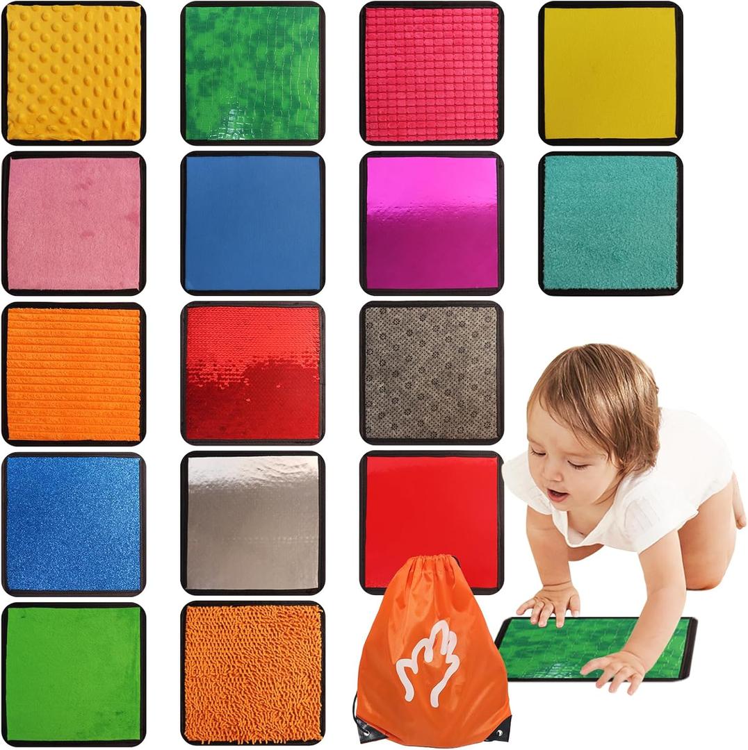 Sensory Mats for Autistic Children, 16 PCS Sensory Tiles for Toddlers, Sensory Wall Panel for Kids, Sensory Toys for Autism Classroom, Special Education Sped Classroom Must Haves(Square)