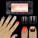 NOVO OVO Extra Short Nail Tips for Men and Women with Wide and Short Nail Beds, Thick Square Round Full Cover False Nails Press on, Soft Gel for Acrylic Fake Nails Extension kit 16 Sizes x 640pcs