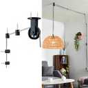 Pulley Wheel for Plug in Pendant Light, Wall Ceiling Mount Pulley for Hanging Lamp, 1 Pack Pulley Wheel and 4 Pack Swag Hooks for Hanging Electric Wire Cable Cord Chandelier Plant Grow Lights (Black)
