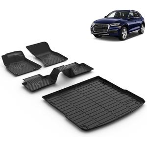 All Weather Car Floor Mats & Cargo Liner Set Fit for Audi Q5 2018-2024 2025 (Not for Q5 PHEV Models) Floor Liners Trunk Liner Audi Q5 Cargo Mat Accessories Black
