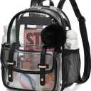 Clear Backpack for Stadium Events, Small Transparent Backpack Mini See Through Bookbag for Women Girls for Concert