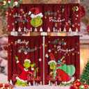 SUNWISHA Christmas Curtain Valances Set Upper Curtain 52'' Lx18'' W & Lower 36'' L x 26'' W x2 Kitchen Windows Decor 3 Piece Set red
