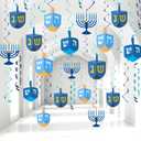 VioraWhite 44 Pcs Hanukkah Dreidel Hanging Swirl Decorations Menorah Dreidel Hanging Decor for Hanukkah Party Supplies Chanukah Home Decor