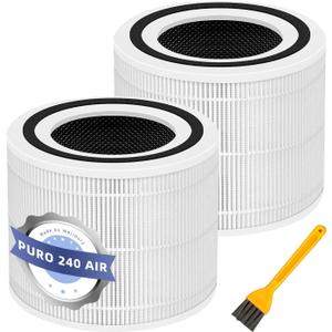 240 True HEPA Replacement Filter for Puro 240 Air Purifier,3-in-1 High-Efficiency HP-14 with Activated Carbon Filter,2 Pack