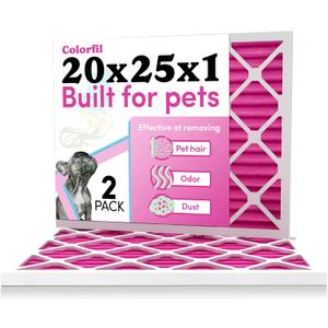 Colorfil 20x25x1 Air Filter (2-Pack) | Made in the USA | Color Changing | Remove Cat and Dog Odor | MERV 8 for Pet Hair Dander and Dust | 19.5"x24.5"x0.75" Exact Size