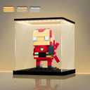 LANSCOERY Small Acrylic Display Case with Adjustable Yellow/White/Warm LED Light, UV Protection Clear Display Box, Dustproof Showcase for Action Figures, Models, Collectibles - 4x4x4inch