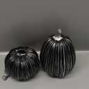 DN DECONATION Pumpkin Decorations for Fall and Halloween Indoor Home Decor, Black and Silver Faux PumpkinsFall Halloween Table Centerpiece, 2-Pack Resin Pumpkin for Thanksgiving Modern Farmhouse (Set of 2)