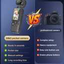 W & O Vlogging Camera with 180 Rotating Lens, Pocket Camera with Audio & Video Recording,7-Hour Battery, Handheld POV Cameras with 32GB, Easy One-Button Recording for Travel,Daily Life (Dark Gray)