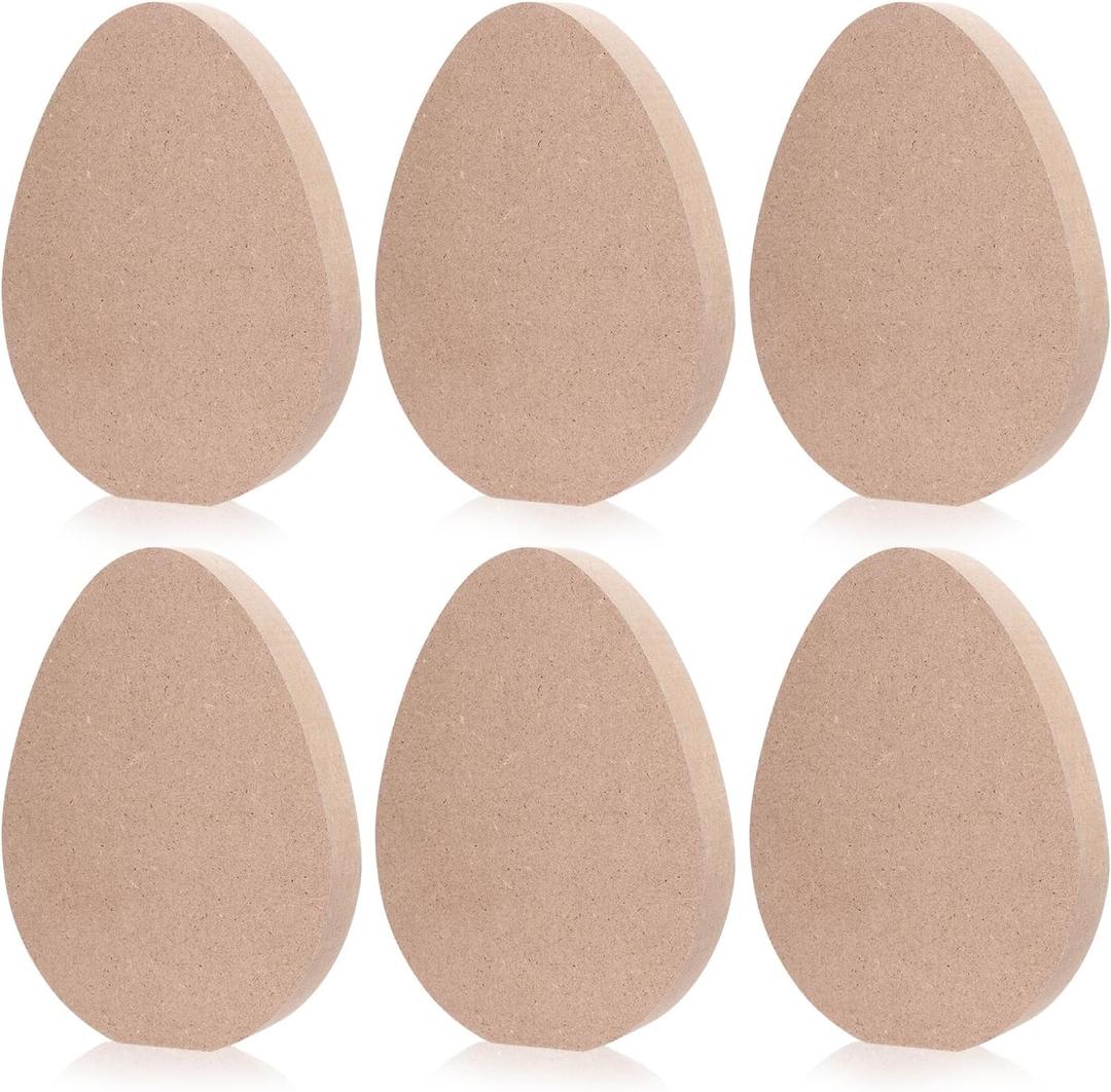 Yookat 6 Pieces Easter Egg Wooden Cutouts Unfinished Easter Eggs Wooden Signs Egg Wood Slice Ornament for Craft (6)