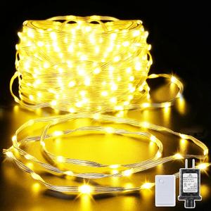 Marchpower Christmas Strip Lights Warm White - 98FT 600LED 9 Modes Chasing Clear Christmas Tree Lights, Waterproof Plug in Xmas Strip Light for Outdoor Indoor House Decor