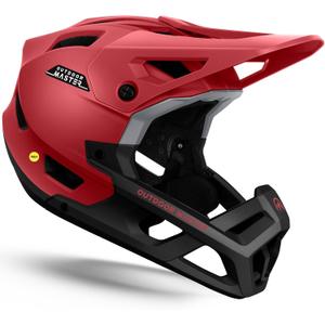 OutdoorMaster MIPS Full Face Mountain Bike Helmet for Men & Women - Two Removable Chin Pad, Ventilation Lightweight - Racing Downhill DH BMX MTB Helmet (Large, Flaming Red)