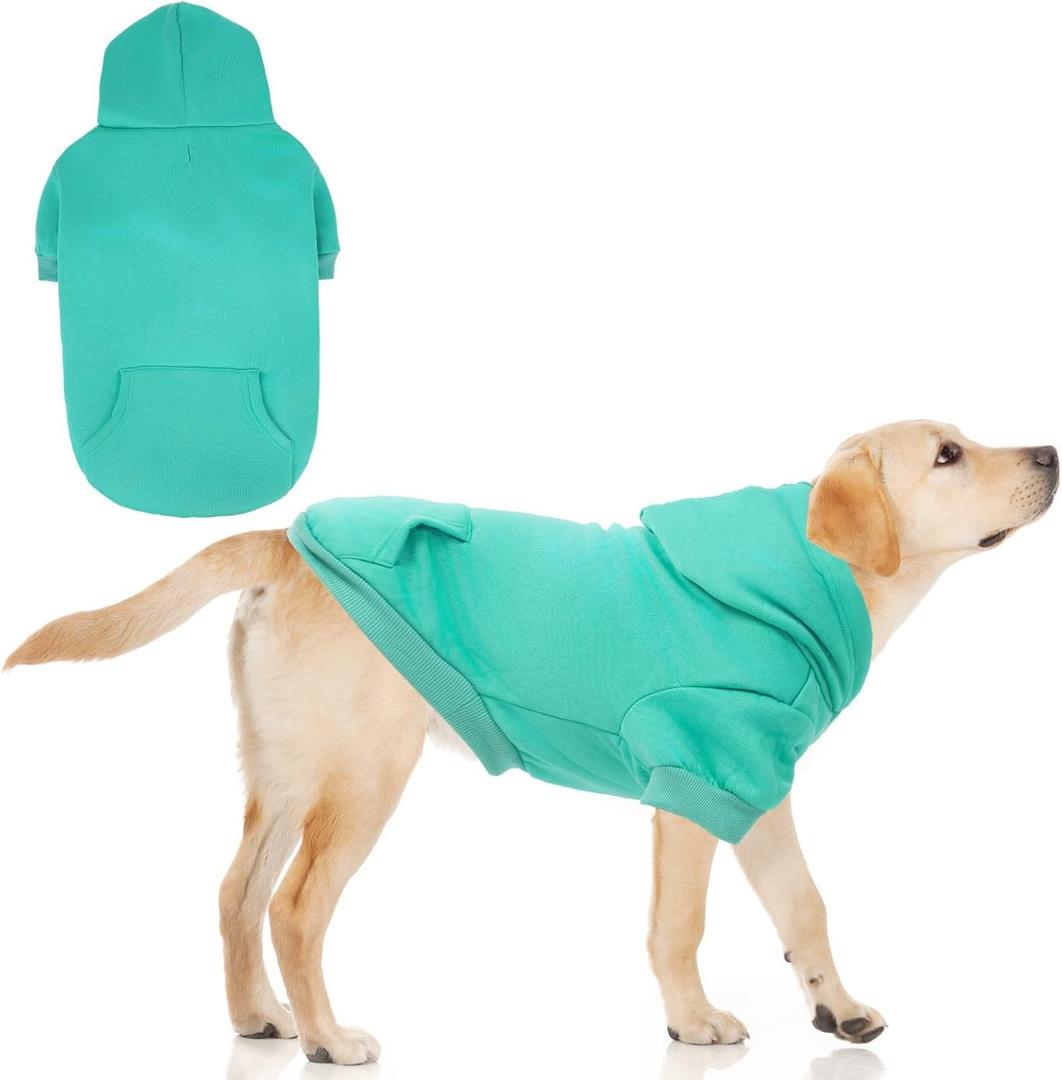 KOOLTAIL Dog Hoodie,Soft&Warm Pet Sweater with Leash Hole&Pocket Boy Girl, Puppy Fall Winter Jacket Clothes, French Pitbull Cold Weather Coat Sweatshirt, Lake Blue XL/XXL