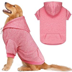 Dog Sweaters for Large Dogs,Pet Hoodie Fleece Pet Sweater Soft Clothes Sweatshirt with Pocket Dog Hoodie for Large Dogs(Pink, XXL)