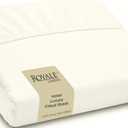 Royale Linens Fitted Sheet Full - Brushed Hotel Quality 1800 Ultra-Soft Wrinkle & Fade Resistant - Bottom Sheet - Deep Pocket Stretches Up to 16" - Fitted Sheet Only - Elastic Sheet (Full, Ivory)