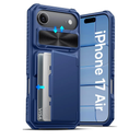 ATATOO for iPhone Air Wallet Case, Built-in Card Holder (3-5 Cards) & Slide Camera Cover & RFID Blocking, Military Grade Protection, Hard Shockproof Cover Case for iPhone Air (17Air) 2025 6.5", Blue