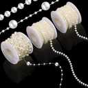 Bonuci 3 Rolls 66 Feet Pearls String Garland Faux Pearl Garland Spool Roll Strand Decoration Artificial Beads Chain Trim for Wedding Party Crafting Wedding Mother's Day Flower Decor(Ivory,4mm)