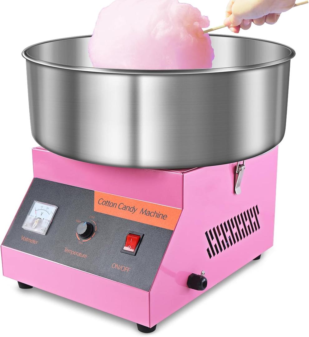 Cotton Candy Machine Commercial, 1000W Efficiently Cotton Candy Maker Machine with Stainless Steel Bowl, Sugar Scoop, Easy & Safe to Use, Candy Floss Maker for Kids, Home, Party, Birthday, Festival (Cotton Candy Machine Pink)
