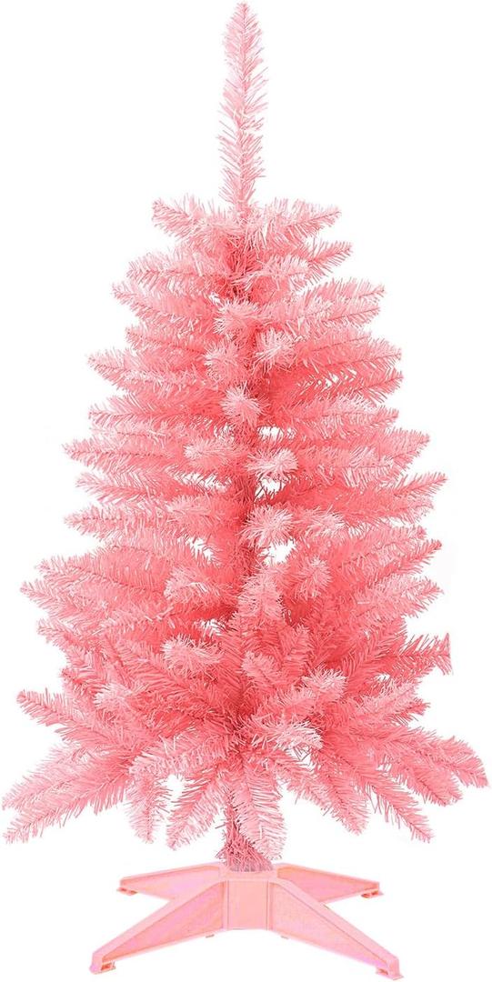 Mini Christmas Tree 3FT Artificial Desktop Xmas Tree for Holiday Decor 160 Branch Tips, Hot Pink